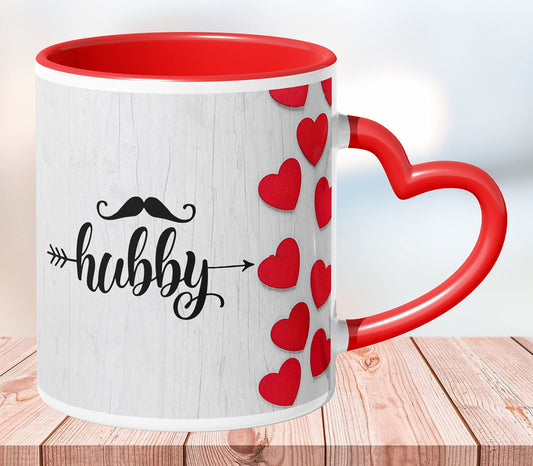 Customizer Heart Handle Inner Red Mug - With Pics/Name/Logo