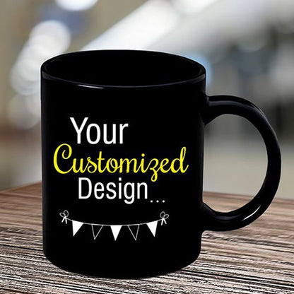 Customized Patch Black Mug customized with Pics/Name/Logo - Shalimar Prints