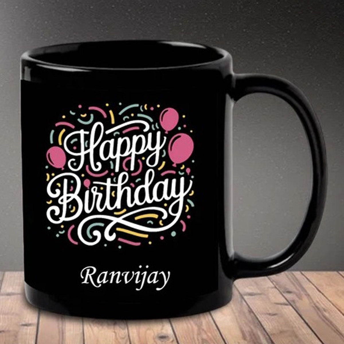 Customized Patch Black Mug customized with Pics/Name/Logo - Shalimar Prints