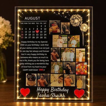 3D Customized Lighting Mirror Frame 8*10 With Pics - Family Memories - Couple Gift - Shalimar Prints