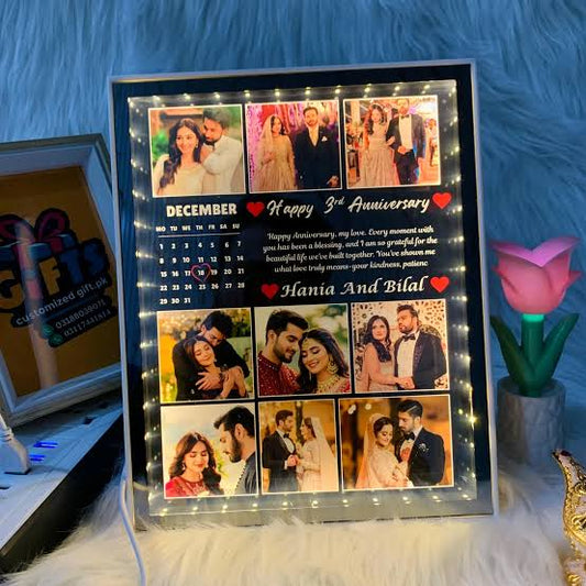 3D Customized Lighting Mirror Frame 8*10 With Pics - Family Memories - Couple Gift - Shalimar Prints
