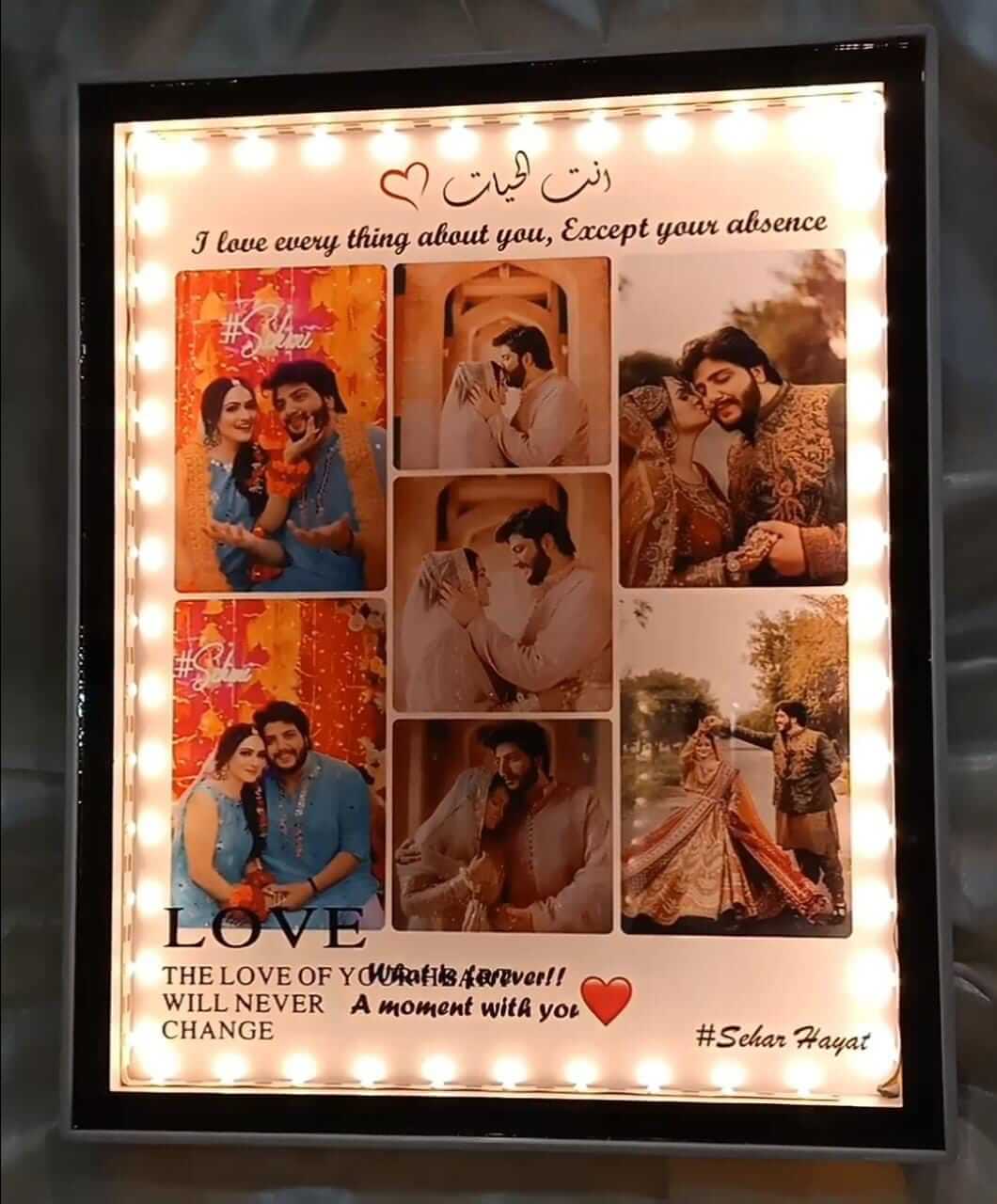 3D Customized Lighting Mirror Frame 8*10 With Pics - Family Memories - Couple Gift - Shalimar Prints