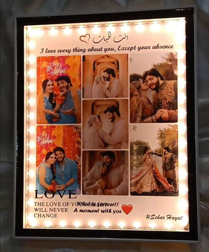 3D Customized Lighting Mirror Frame 8*10 With Pics - Family Memories - Couple Gift - Shalimar Prints