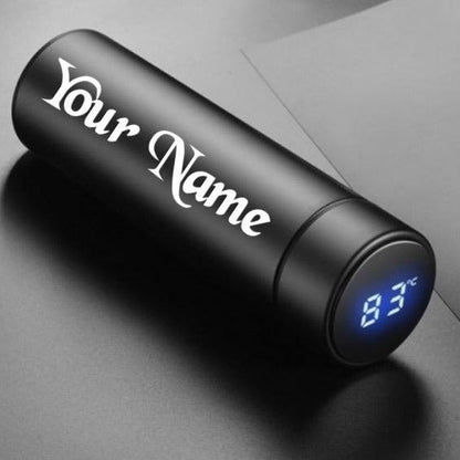 Customized Stainless Steel Black Temperature Bottle Marked with Name/Logo