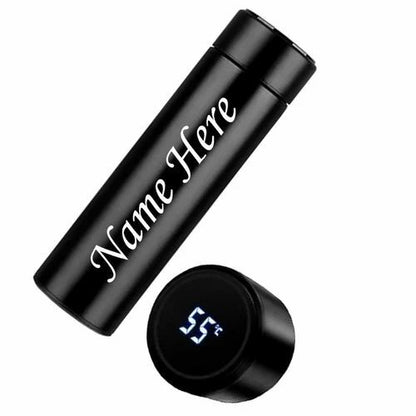 Customized Stainless Steel Black Temperature Bottle Marked with Name/Logo