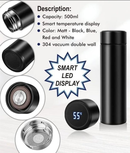 Customized Stainless Steel Black Temperature Bottle Marked with Name/Logo