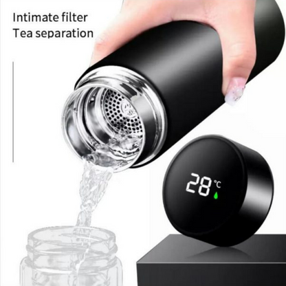 Customized Stainless Steel Black Temperature Bottle Marked with Name/Logo