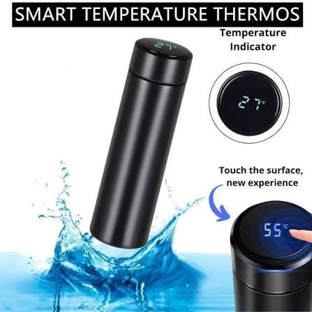 Customized Stainless Steel Black Temperature Bottle Marked with Name/Logo